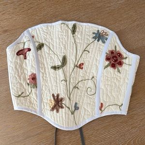 Psychic Outlaw flower embroidered strapless quilt corset top Large X-Large NWOT